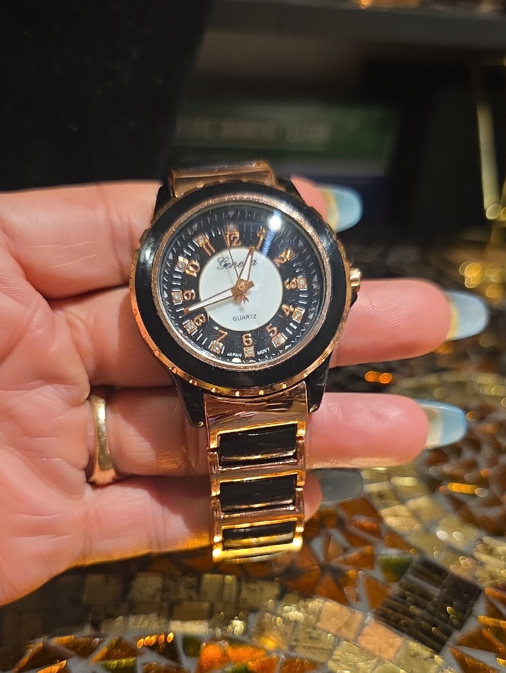 Geneva Rose Gold and Black Men’s Quartz Watch
